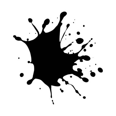 Dinamik bir mürekkep, küçük damlacıklarıyla kendine özgü düzensiz bir şekle sahip siluet sıçratır..