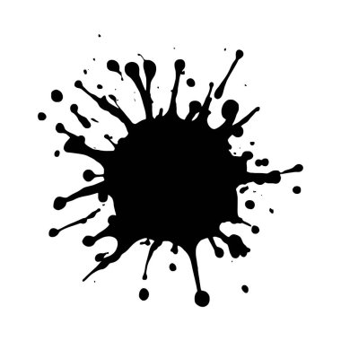 Çarpıcı bir siyah mürekkep, belirgin düzensiz ve dinamik bir stile sahip, siluet sıçratır..