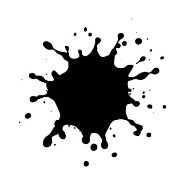 Dinamik bir mürekkep, ana formu çevreleyen küçük damlacıklarla kendine özgü düzensiz bir şekle sahip bir siluet saçar..