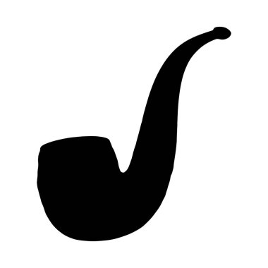 Tütün piposunun basit, siyah bir silueti, kendine özgü bir el çizimi stili sergiliyor..