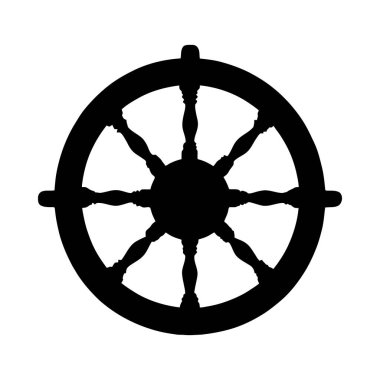 Basit, zarif bir gemi tekerleği silueti, deniz temalı tasarımlar için mükemmel. Ayırt edici stili minimalist ve cesur..