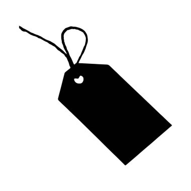 Basit, siyah siluet bir fiyat etiketi ile bir ip, minimalist bir stil sergiliyor.