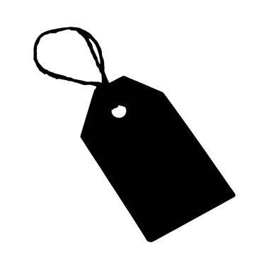 Basit bir siyah siluet. Fiyat etiketi, kendine özgü minimalist bir stile sahip..