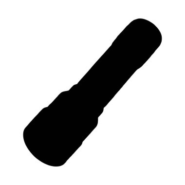 Basit, açılı bir el feneri silueti. Minimalist siyah-beyaz tarzı için ayırt edici..