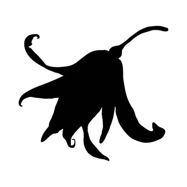 Benzersiz, anlamlı siyah bir çiçek silueti, sanatsal bir stil sergiliyor..