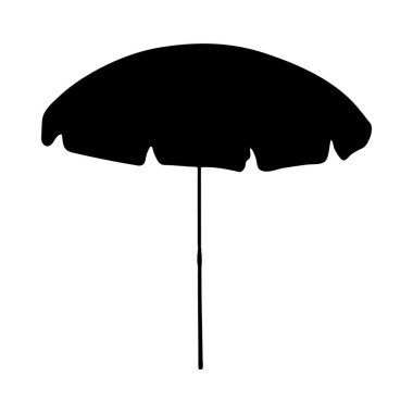 Plaj şemsiyesinin basit siyah silueti. Minimalist tarzıyla ayırt edici..