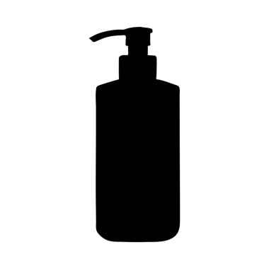 Basit, siyah siluet bir pompa şişesi, çeşitli kullanımlar için ideal. Ayırt edici özelliği minimalist siluet tarzıdır..