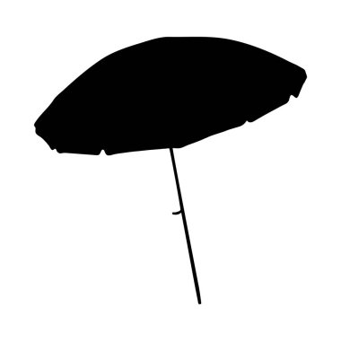 Plaj şemsiyesinin basit siyah silueti, kendine özgü minimalist tarzı..