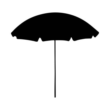 Plaj şemsiyesinin basit siyah silueti. Minimalist tarzıyla ayırt edici..