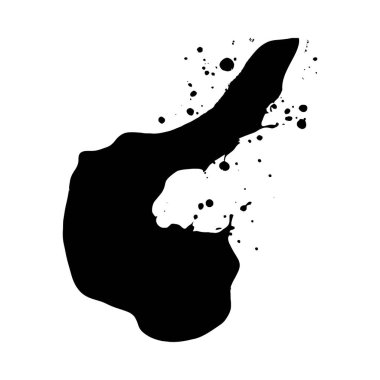 Ayırt edici soyut mürekkep lekesi silueti, sıçramalarla benzersiz, düzensiz bir şekli var..