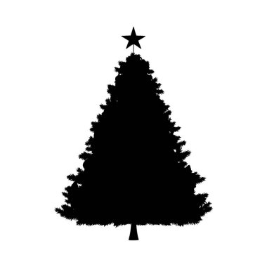 Üzerinde bir yıldızın olduğu basit ama zarif bir Noel ağacı silueti..