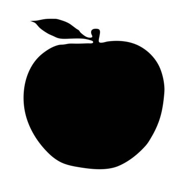 Basit, siyah bir elma silueti, minimalist bir stili sergiliyor..