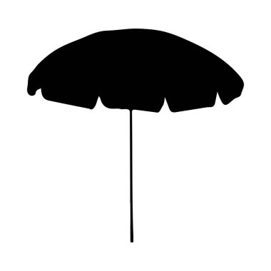 Basit, zarif bir plaj şemsiyesi, yaz tasarımları için ideal. Ayırt edici özelliği minimalist, katı siyah tarzıdır..