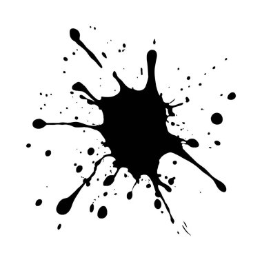 Dinamik bir mürekkep sıçrama silueti, eşsiz, düzensiz bir şekil ve doku içerir..