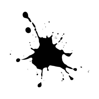 Dinamik bir mürekkep sıçratır silueti, eşsiz, düzensiz bir şekli vardır..