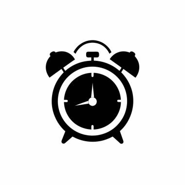 Basit, koyu siyah siluet tarzı alarm saat simgesi, zamanla ilgili tasarımlar için mükemmel.