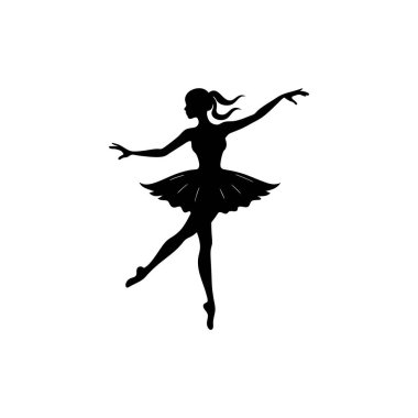 Zarif bir balerin silueti, kendine özgü stilize bir etek ve poz sergiliyor..