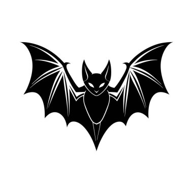 Çarpıcı bir siyah yarasa silueti, kendine özgü stilize kanat tasarımı..