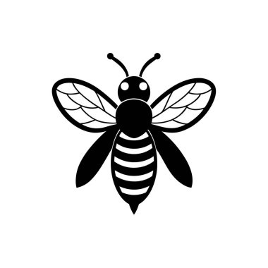 Basit ama detaylı bir arı silueti, kendine özgü çizgili bir vücudu var..