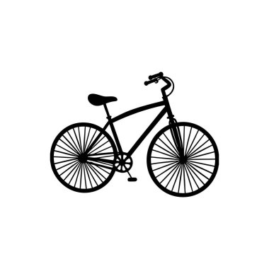 Basit, minimalist bir bisiklet silueti, çeşitli tasarım uygulamaları için ideal. Ayırt edici özelliği, temiz, saf siyah siluet stilidir..