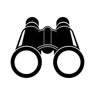 Basit, koyu siyah bir dürbün silueti, çeşitli kullanımlar için ideal. Ayırt edici stili minimalist..