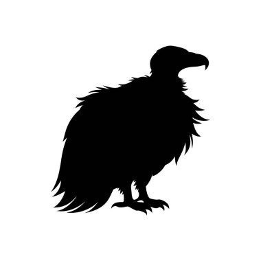 Ayrıntılı bir siyah akbaba silueti, belirgin tüylü bir stil sergiliyor..