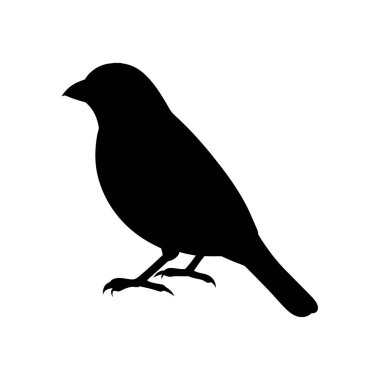 Küçük bir kuşun basit, saf siyah silueti, kendine özgü minimalist bir stili sergiliyor..
