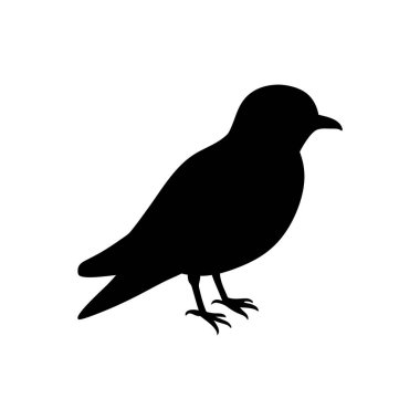 Basit, katı siyah bir kuş silueti, çeşitli tasarım projeleri için ideal. Minimalist stil ayırt edici bir özelliktir..