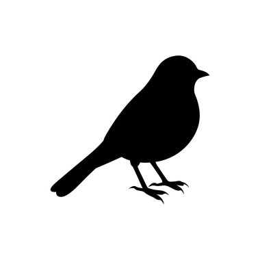 Basit, katı siyah bir kuş silueti, çeşitli tasarım projeleri için ideal. Ayırt edici özelliği minimalist tarzıdır..