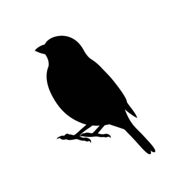 Basit, koyu siyah bir kuş silueti, minimalist bir stil sergiliyor..