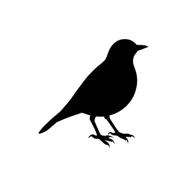 Basit, katı siyah bir kuş silueti, çeşitli tasarım projeleri için ideal. Ayırt edici özelliği minimalist tarzıdır..