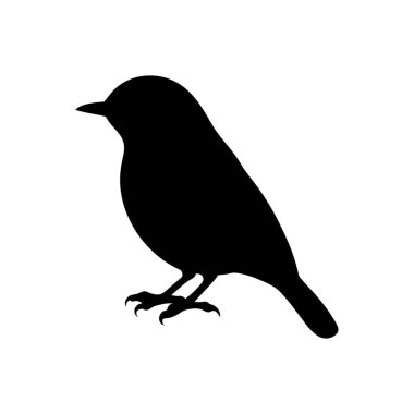 Basit, katı siyah bir kuş silueti, çeşitli tasarım projeleri için mükemmel. Ayırt edici özelliği minimalist tarzıdır..