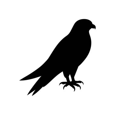 Bir şahinin çarpıcı siyah silueti, minimalist bir stili sergiliyor..