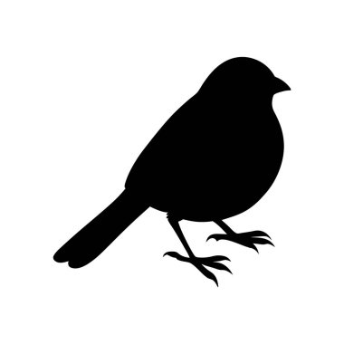 Basit, katı siyah bir kuş silueti, çeşitli tasarım projeleri için ideal. Ayırt edici özelliği minimalist tarzıdır..