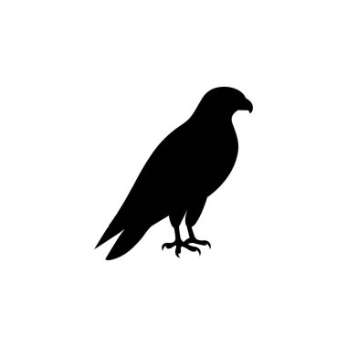 Basit ama çarpıcı siyah siluet bir şahin, minimalist bir stil sergiliyor..