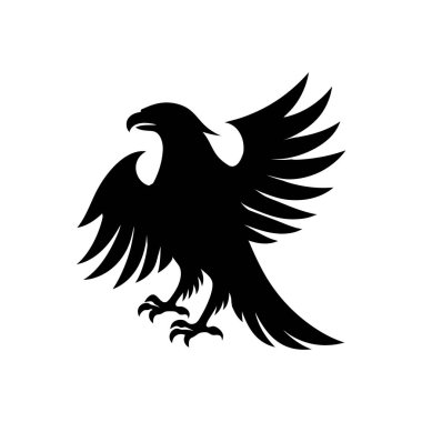 Çarpıcı bir siyah kartal silueti, ayrıntılı kanatlı stilize bir tasarım sergiliyor..