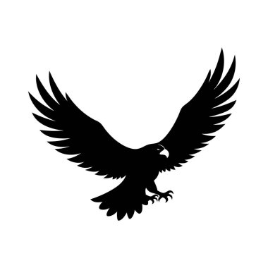 Dinamik uçuştaki bir kartalın çarpıcı siyah silueti ayrıntılı bir kanat açıklığı sergiliyor.