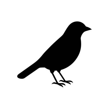 Basit, katı siyah bir kuş silueti, çeşitli tasarım projeleri için ideal. Minimalist stil ayırt edici bir özelliktir..