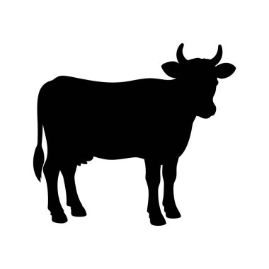 Basit, koyu siyah bir inek silueti. Minimalist tarzıyla ayırt edici..