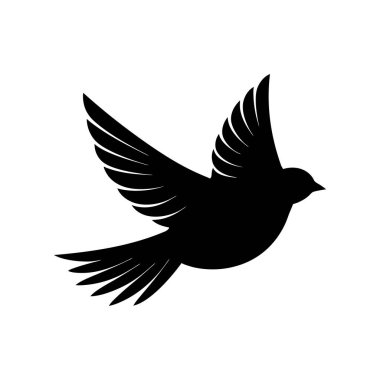 Uçarken stilize olmuş bir kuş silueti belirgin ve detaylı bir kanat tasarımı sergiliyor..