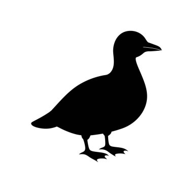 Basit, koyu siyah bir kuş silueti, minimalist bir stil sergiliyor..