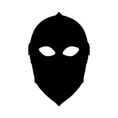 Ortaçağ miğferinin siyah silueti ve beyaz arka planda göz delikleri var. Görüntü basit ve net. Gizem ve tarih duygusu taşıyor..