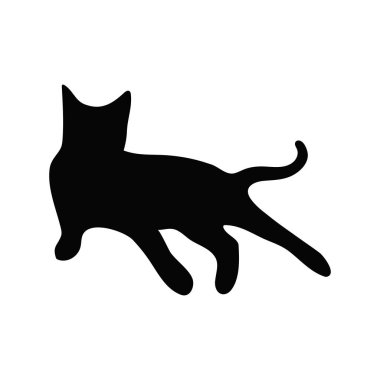 Basit ama anlamlı bir kedi silueti, neşeli bir poz sergiliyor. Ayırt edici stili minimalist..