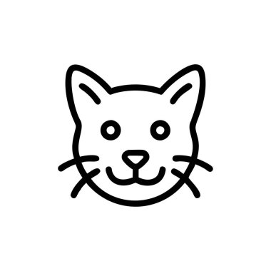 Basit, cesur bir sanat kedisi yüzü silueti, dostça bir ifade sergiliyor..