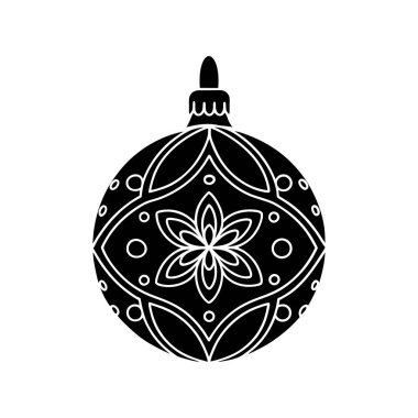 Siyah ve beyaz, karmaşık bir şekilde tasarlanmış Noel silueti, şenlikli tasarımlar için mükemmel..