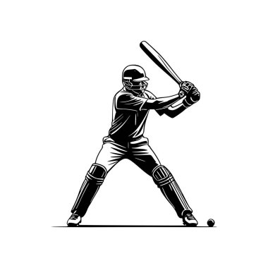 Dinamik bir kriket oyuncusu silueti, çarpıcı ve çarpıcı bir şekilde kendine özgü..