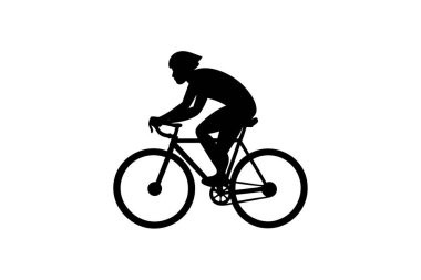 Bisiklet süren basit, cesur bir siluet. Ayırt edici özelliği minimalist tarzıdır..