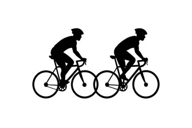 İki bisikletçinin basit ama çarpıcı silueti, minimalist bir stili sergiliyor..