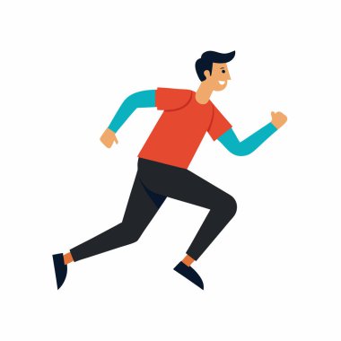 Koşan, basit şekiller ve koyu renkler sergileyen bir adamın ayırt edici düz bir silüeti..