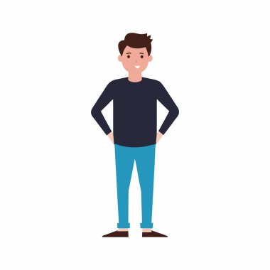 Gülümseyen bir adamın basit, düz bir silueti, minimalist tasarımı için ayırt edici..